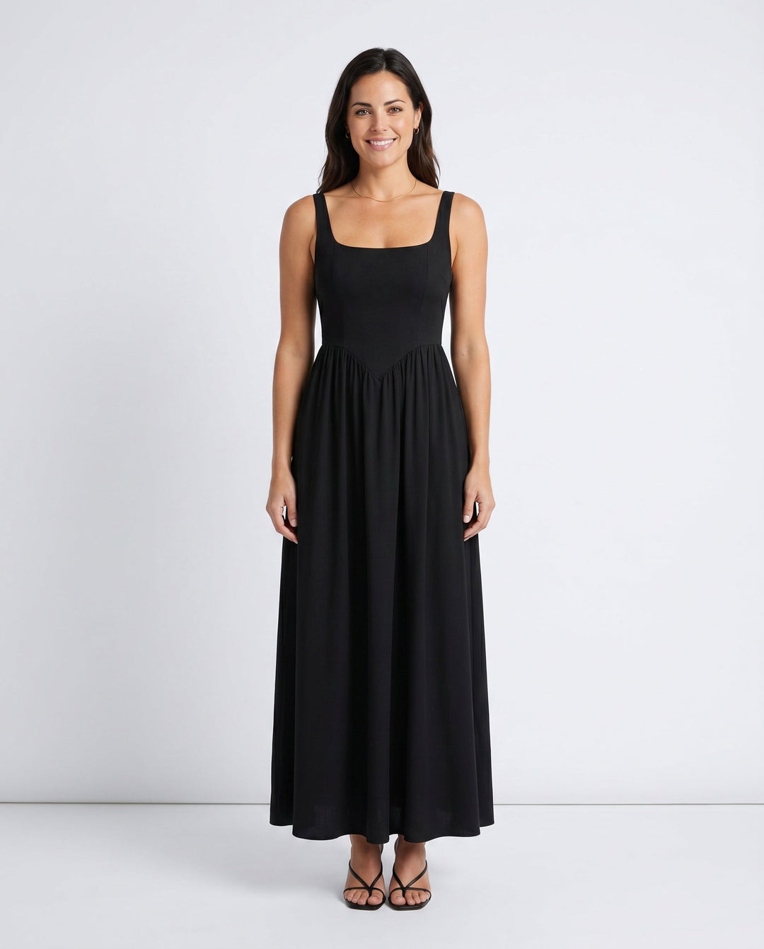 Colleen | Basque Waist A-Line Maxi Dress