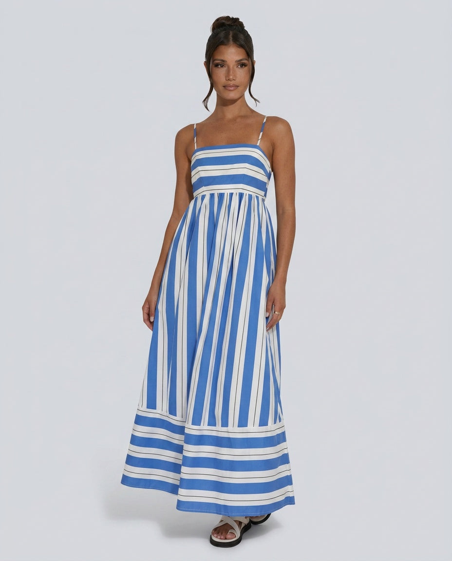 Elin | Striped Strappy Summer Maxi Dress