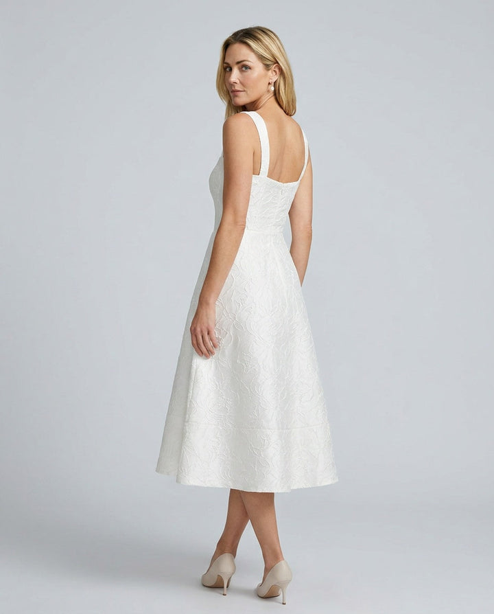 Nadia | Sweetheart Neck Jacquard Midi Dress
