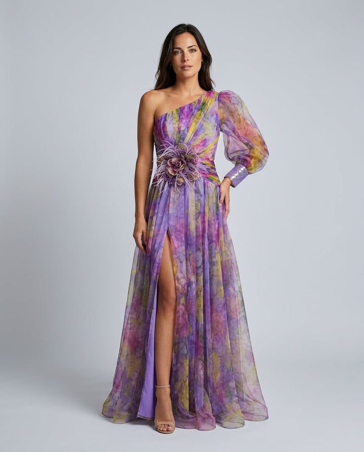 Celeste | Maxi Off-Shoulder Printed Split Dress