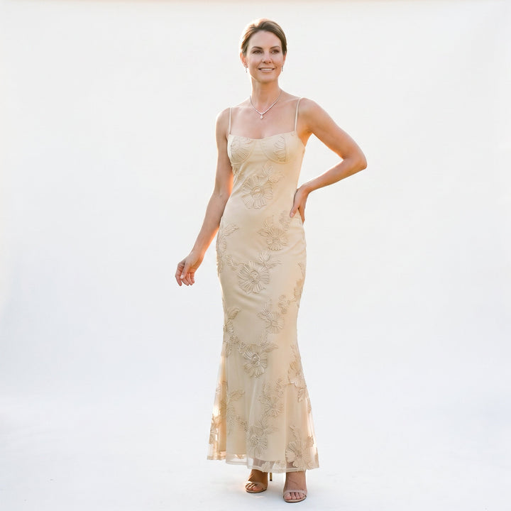 Cassia | Floral Jacquard Corset Maxi Dress
