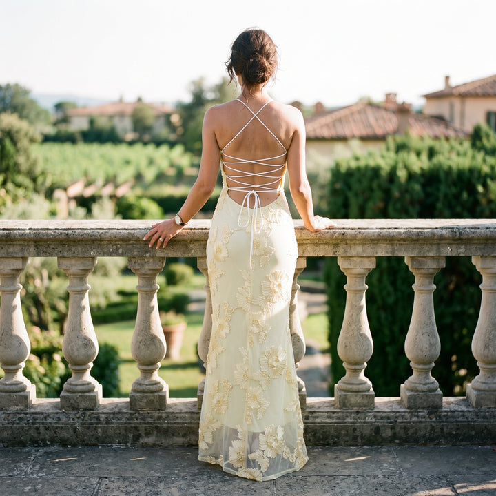 Cassia | Floral Jacquard Corset Maxi Dress