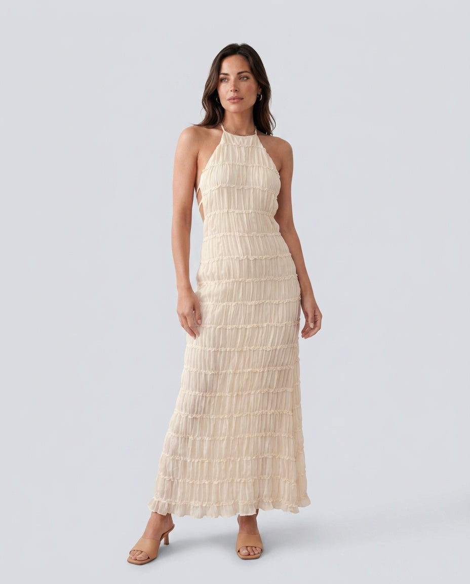 Naia | Pleated Halter Maxi Dress