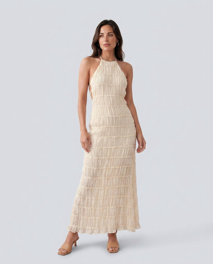 Naia | Pleated Halter Maxi Dress