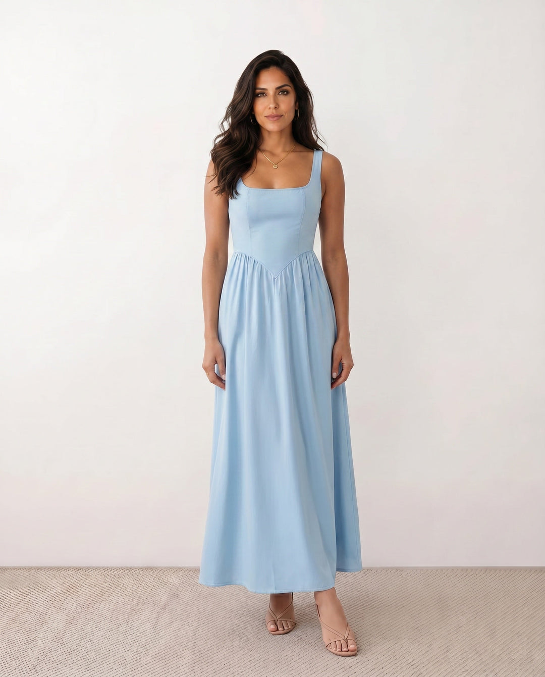 Colleen | Basque Waist A-Line Maxi Dress