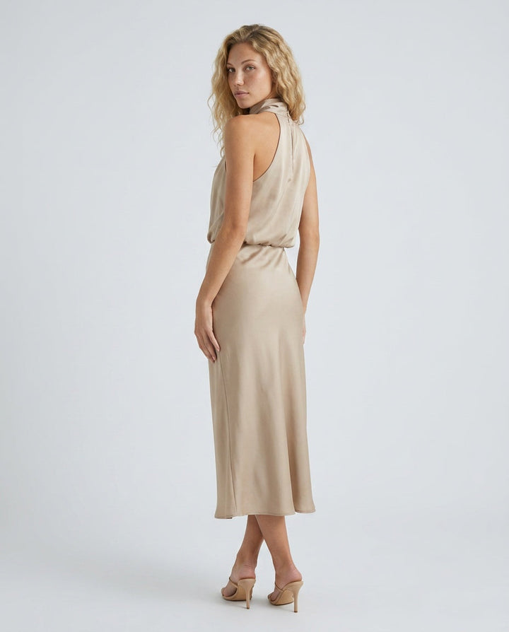 Seraphina | Satin-Look Halter Midi Dress