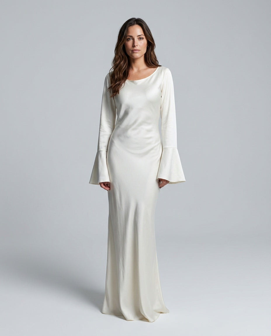 Delphine | Long Sleeve Elegant Wedding Guest Maxi Dress