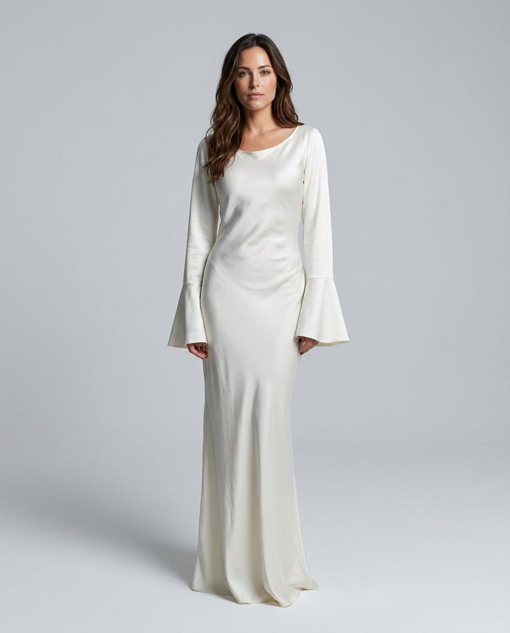 Delphine | Long Sleeve Elegant Wedding Guest Maxi Dress