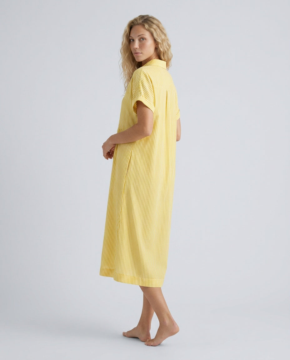 Marlowe | Striped Button-Front Midi Shirt Dress