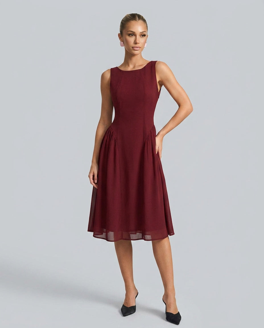 Fleur | Sleeveless Chiffon Midi Dress