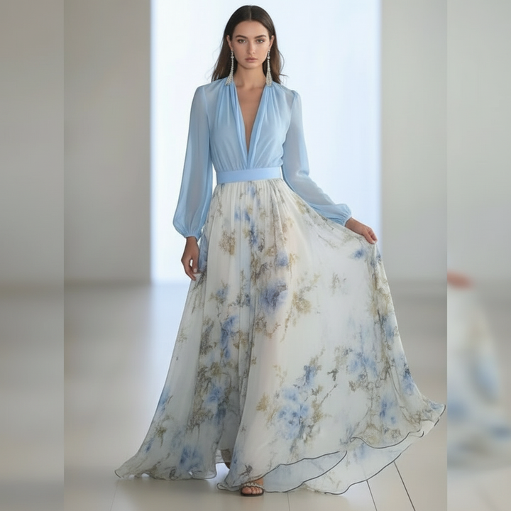 Clara | Floral Maxi Dress with V-Neck