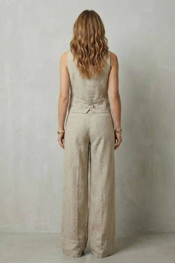 Linéaura | Sleeveless Tailored Vest &amp; Wide-Leg Trouser Set