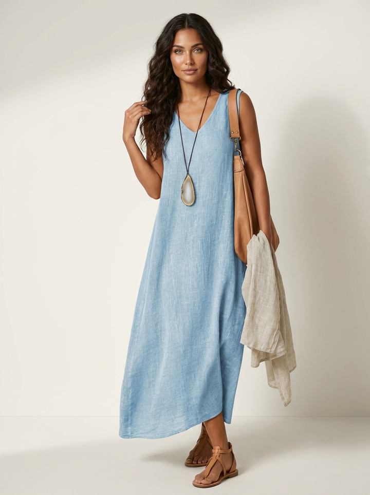 Vera | Linen-Look Maxi Dress