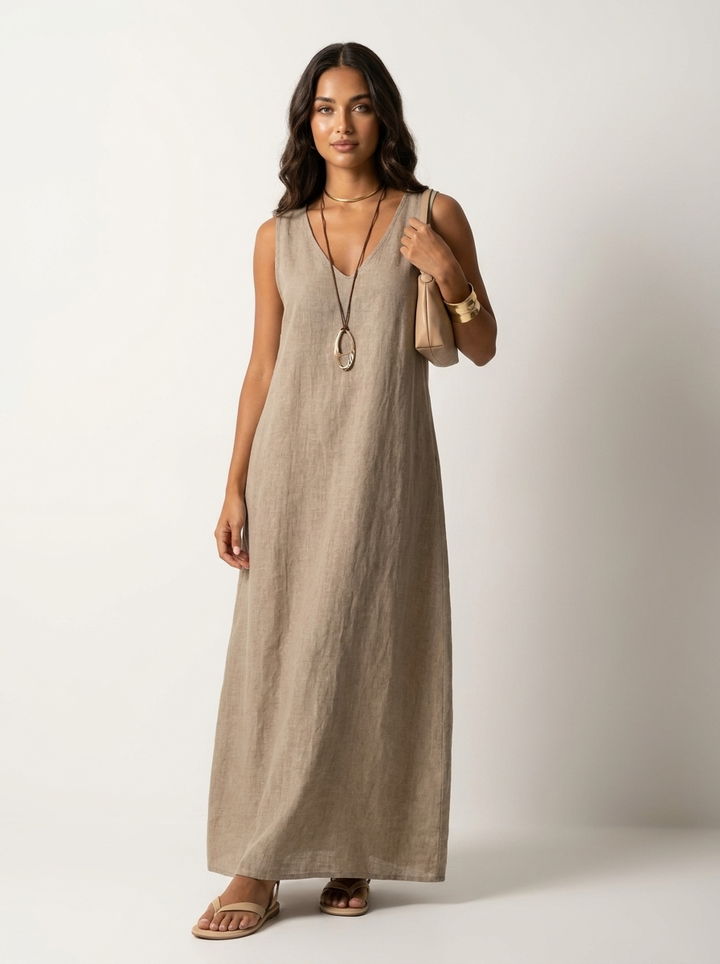 Vera | Linen-Look Maxi Dress