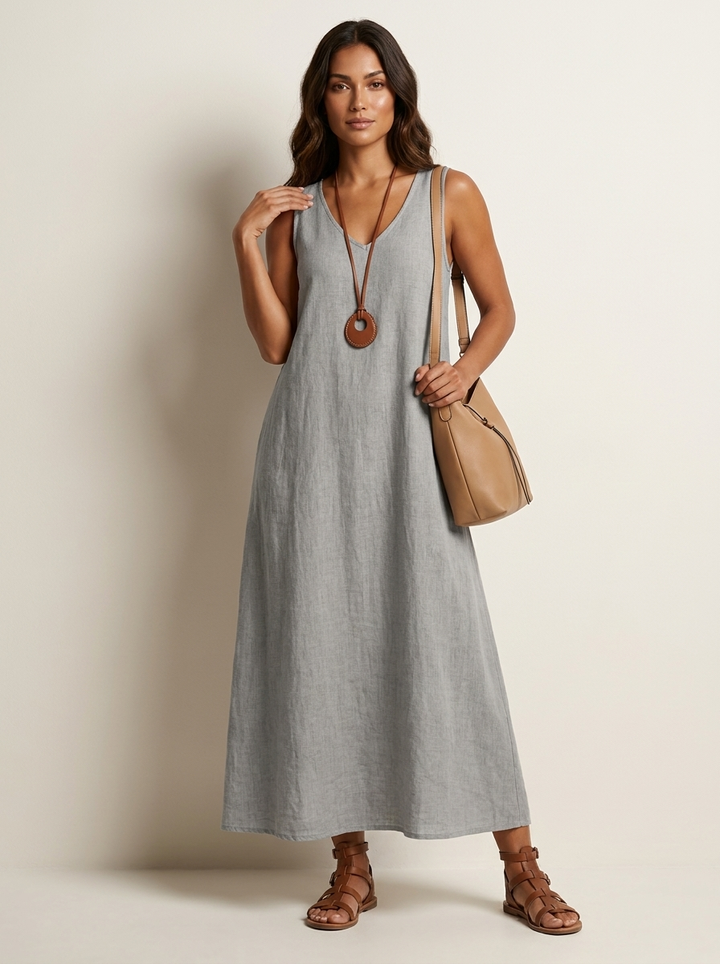 Vera | Linen-Look Maxi Dress