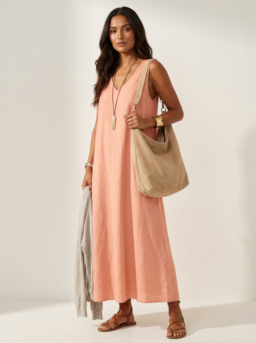 Vera | Linen-Look Maxi Dress