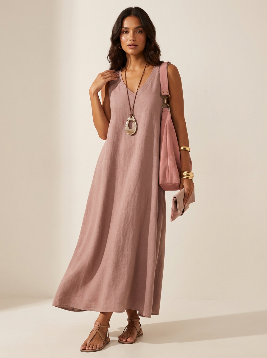 Vera | Linen-Look Maxi Dress