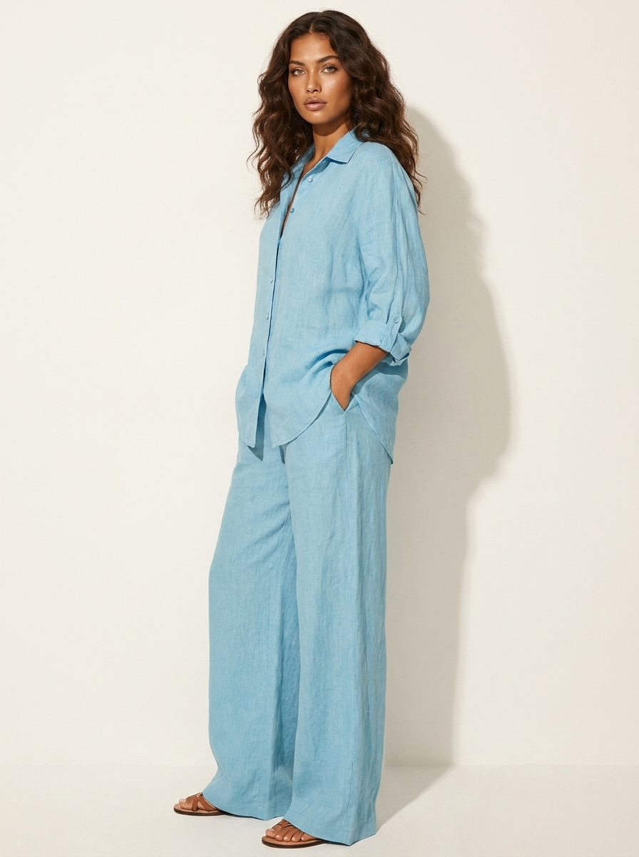 Romy | Linen-Blend Wide-Leg Two-Piece Set