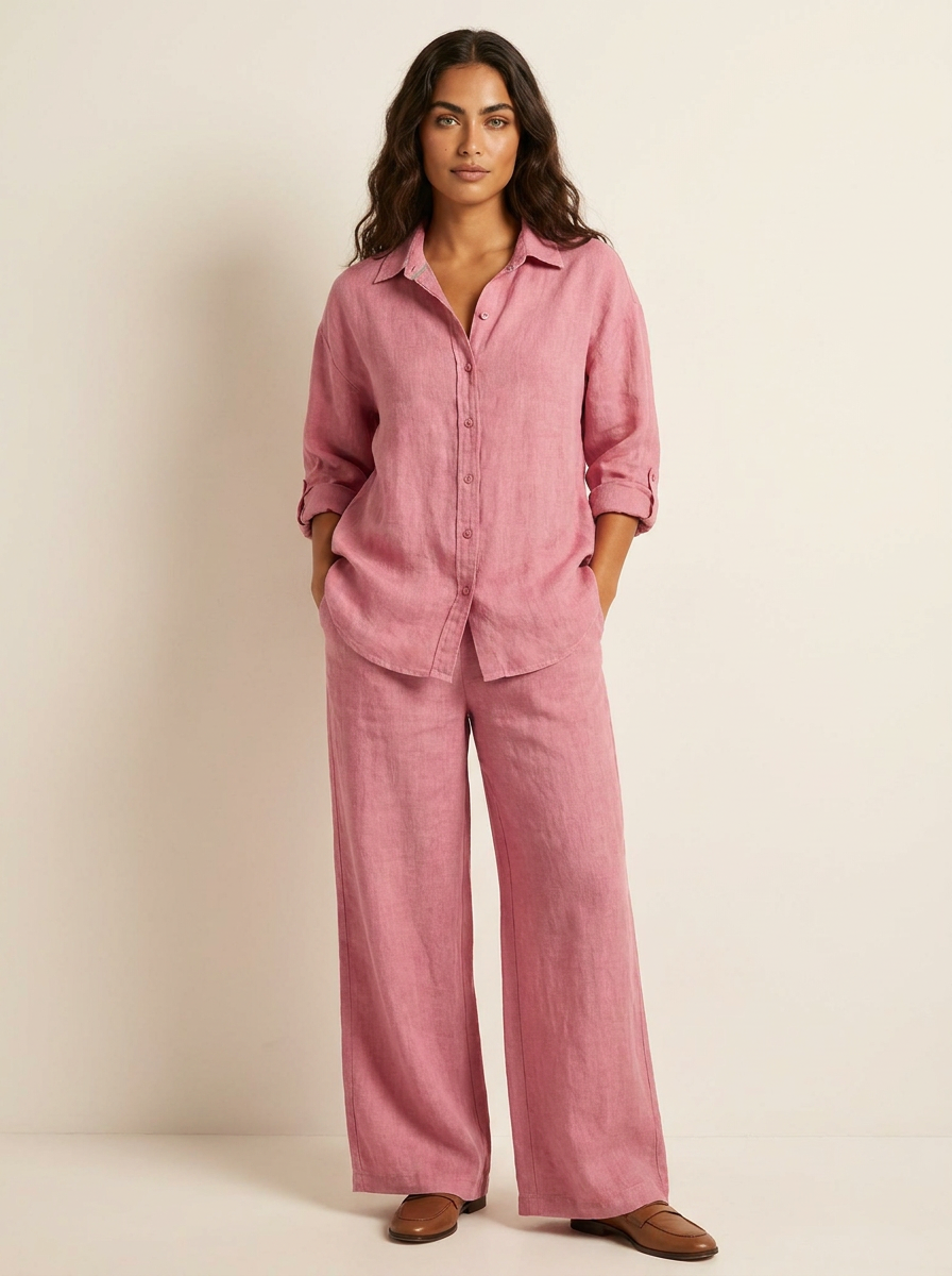 Romy | Linen-Blend Wide-Leg Two-Piece Set
