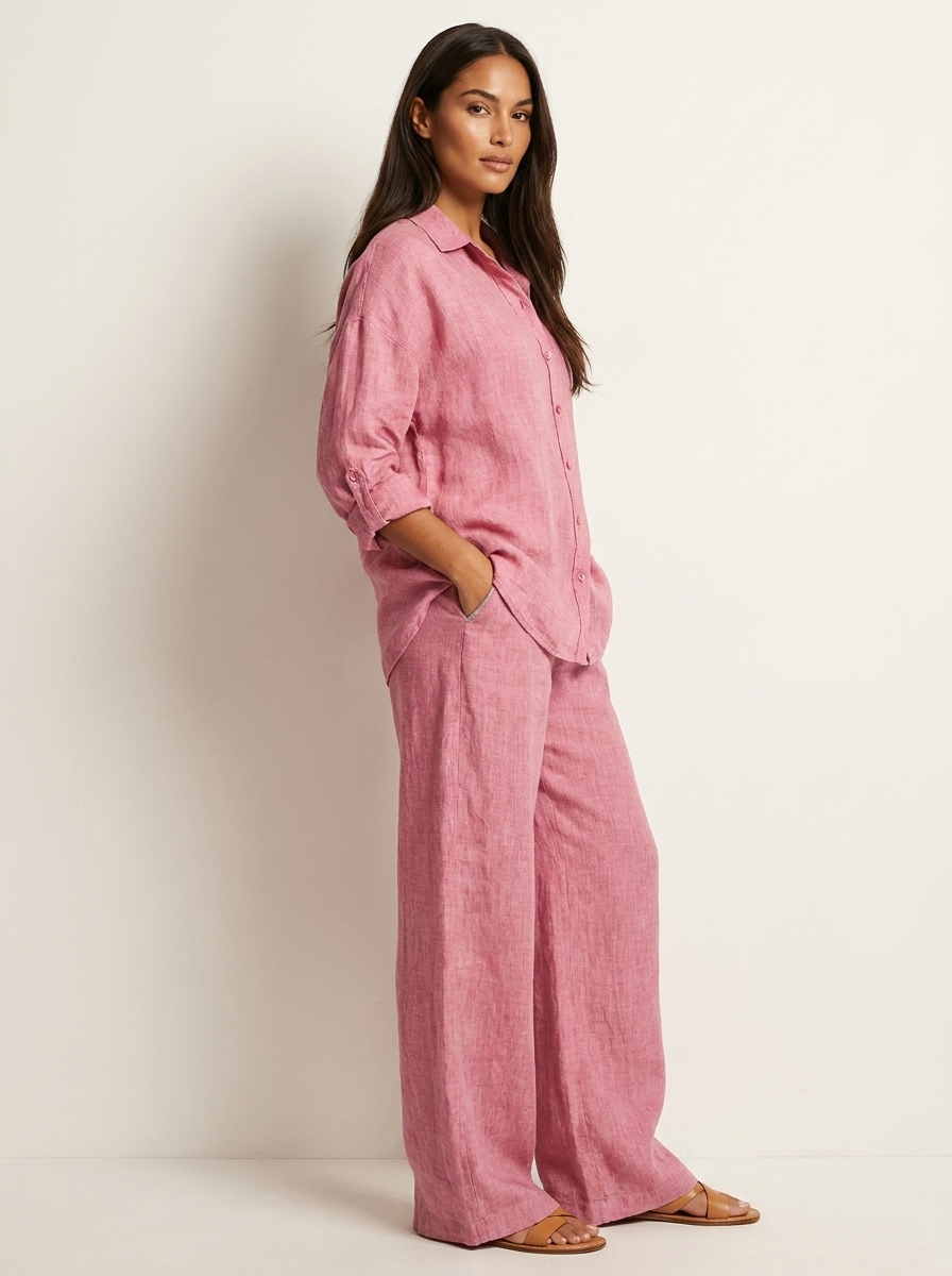 Romy | Linen-Blend Wide-Leg Two-Piece Set