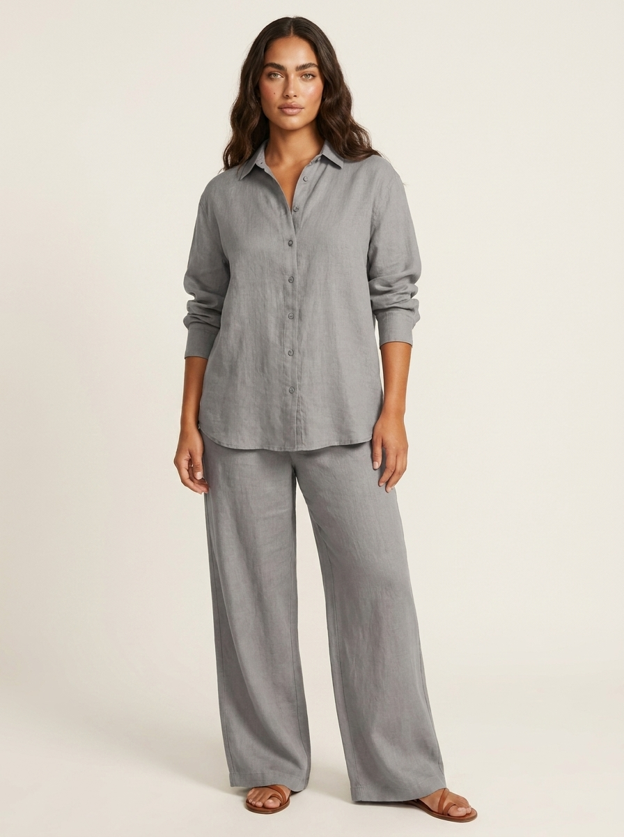 Romy | Linen-Blend Wide-Leg Two-Piece Set