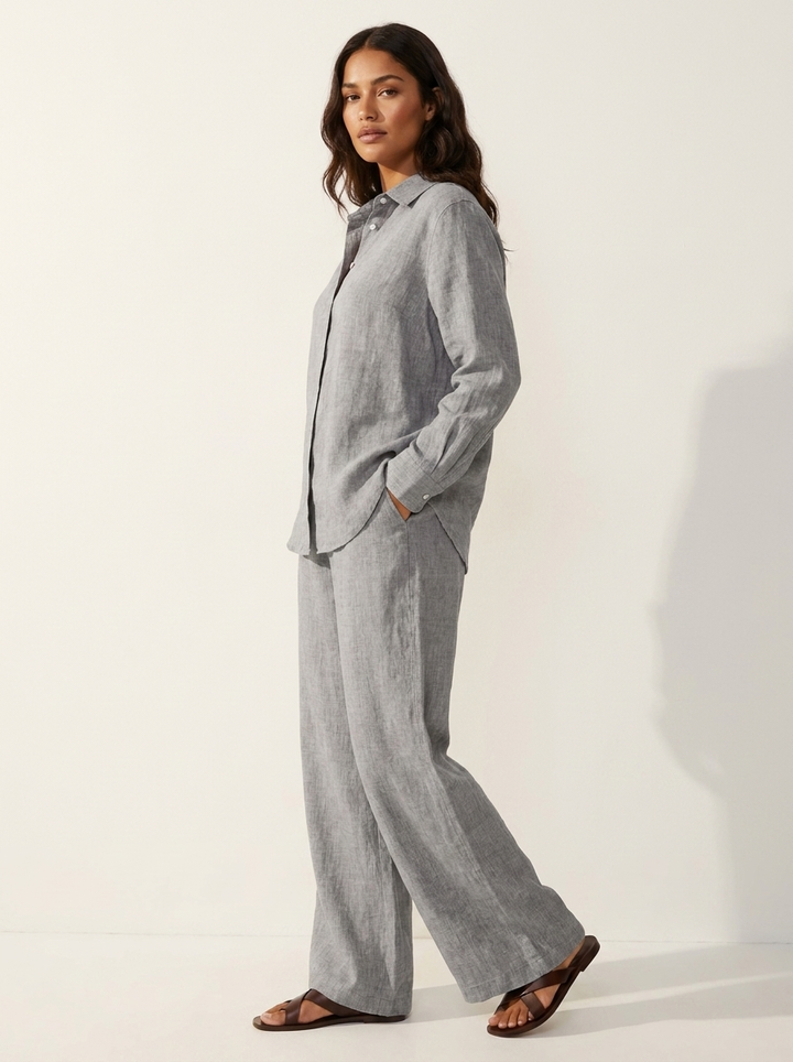 Romy | Linen-Blend Wide-Leg Two-Piece Set