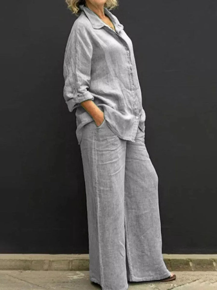 Romy | Linen-Blend Wide-Leg Two-Piece Set