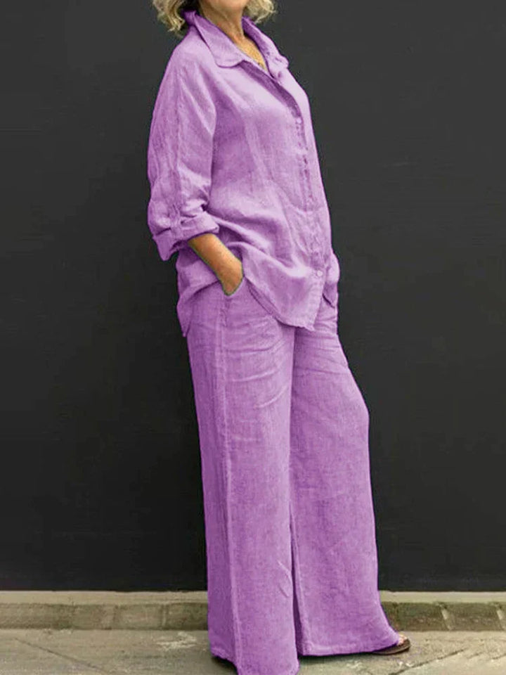Romy | Linen-Blend Wide-Leg Two-Piece Set