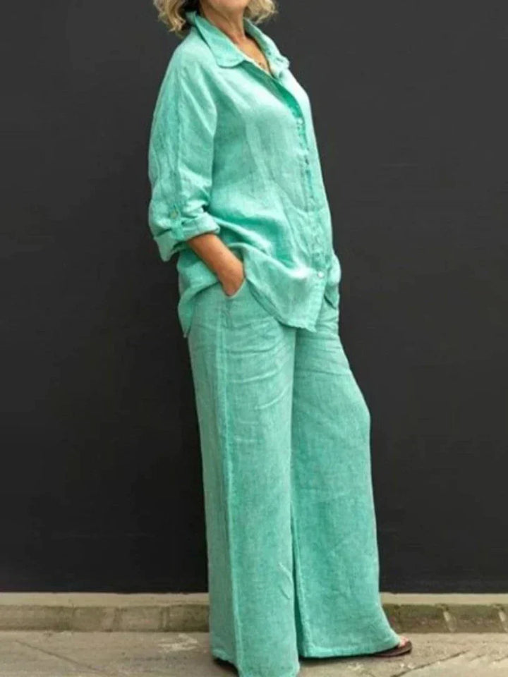 Romy | Linen-Blend Wide-Leg Two-Piece Set
