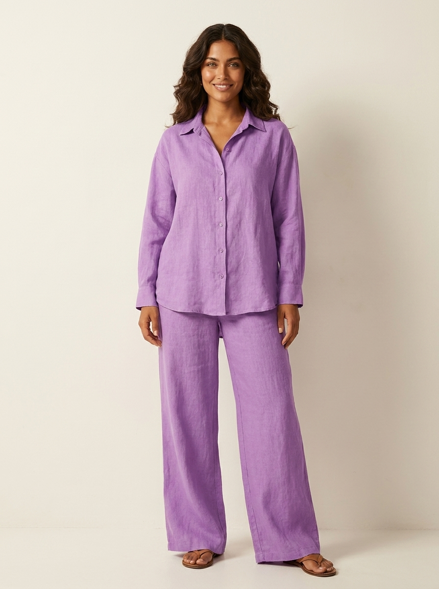 Romy | Linen-Blend Wide-Leg Two-Piece Set