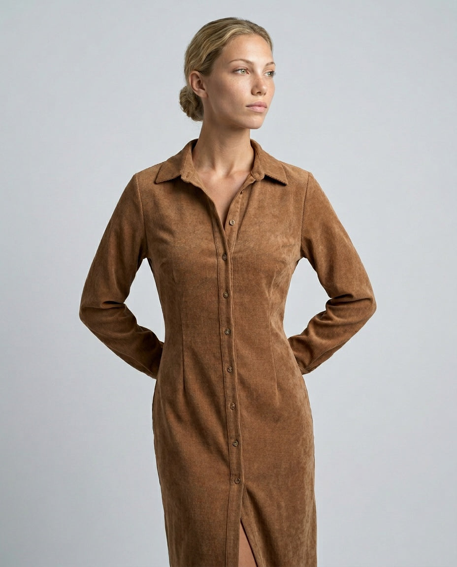Marlowe | Corduroy Midi with Double Chest Pockets