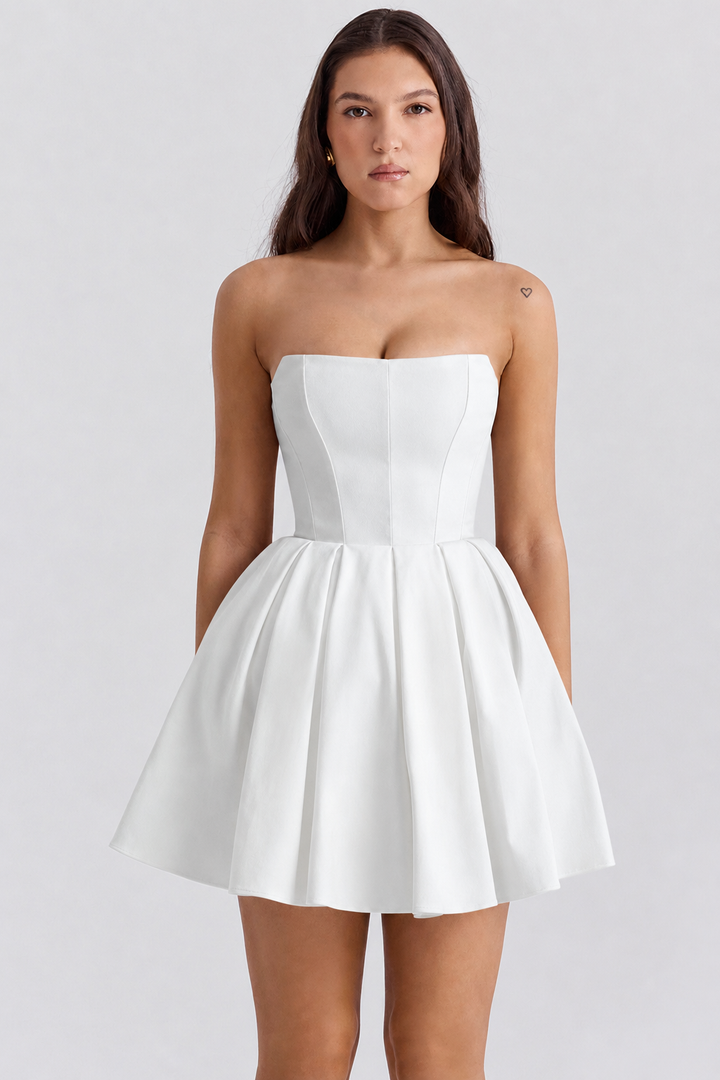 Lora | Strapless Mini Dress with Detachable Bow Detail