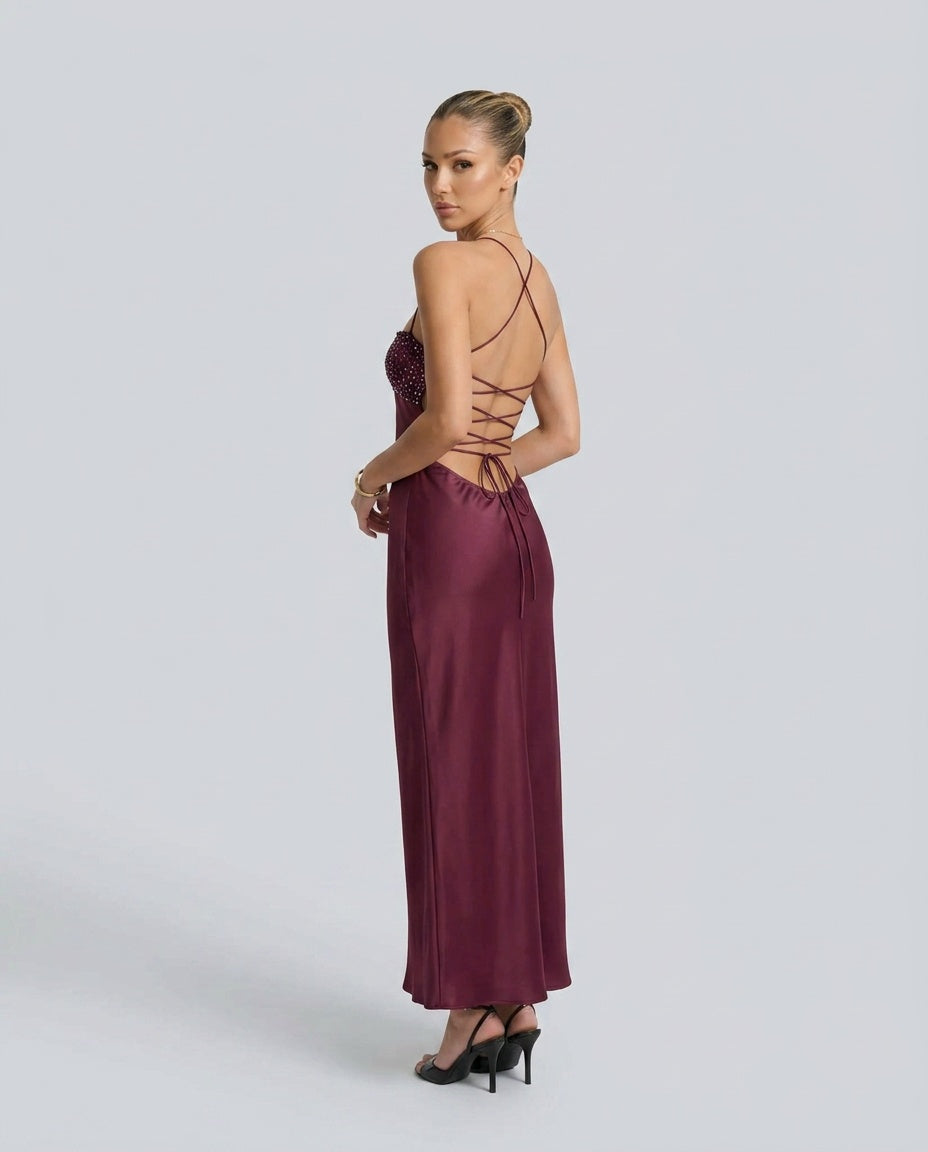 Nadia | Spaghetti Strap Sequin Slip Maxi Dress