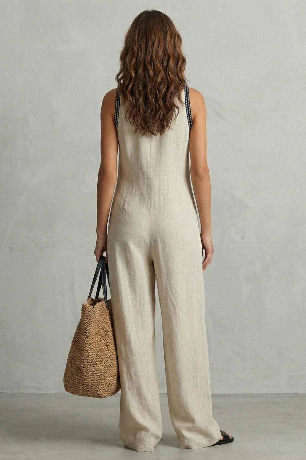Lunaria | Sleeveless Wide-Leg Zip Stand Collar Jumpsuit