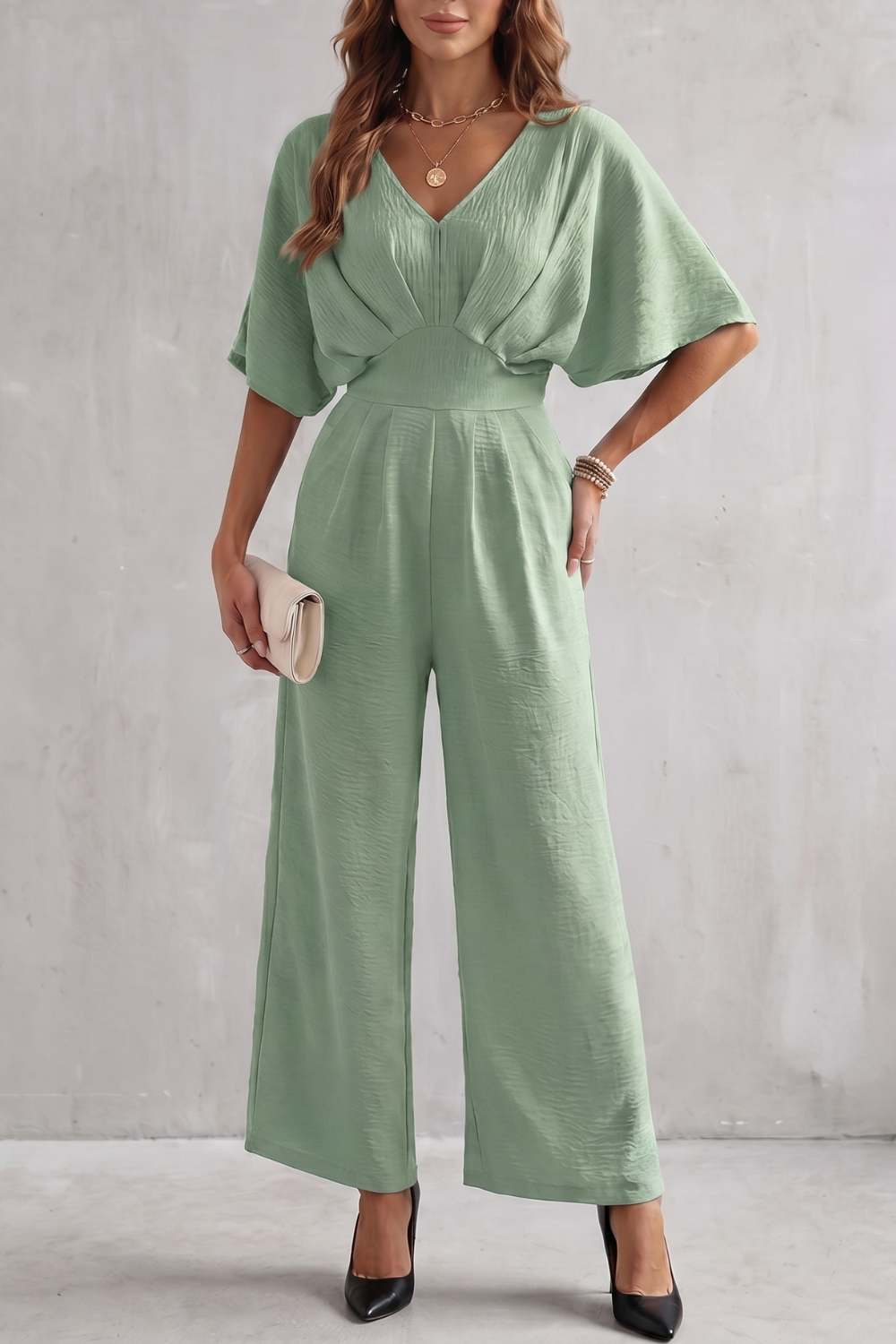 Lunévia | Batwing Wide-Leg Jumpsuit