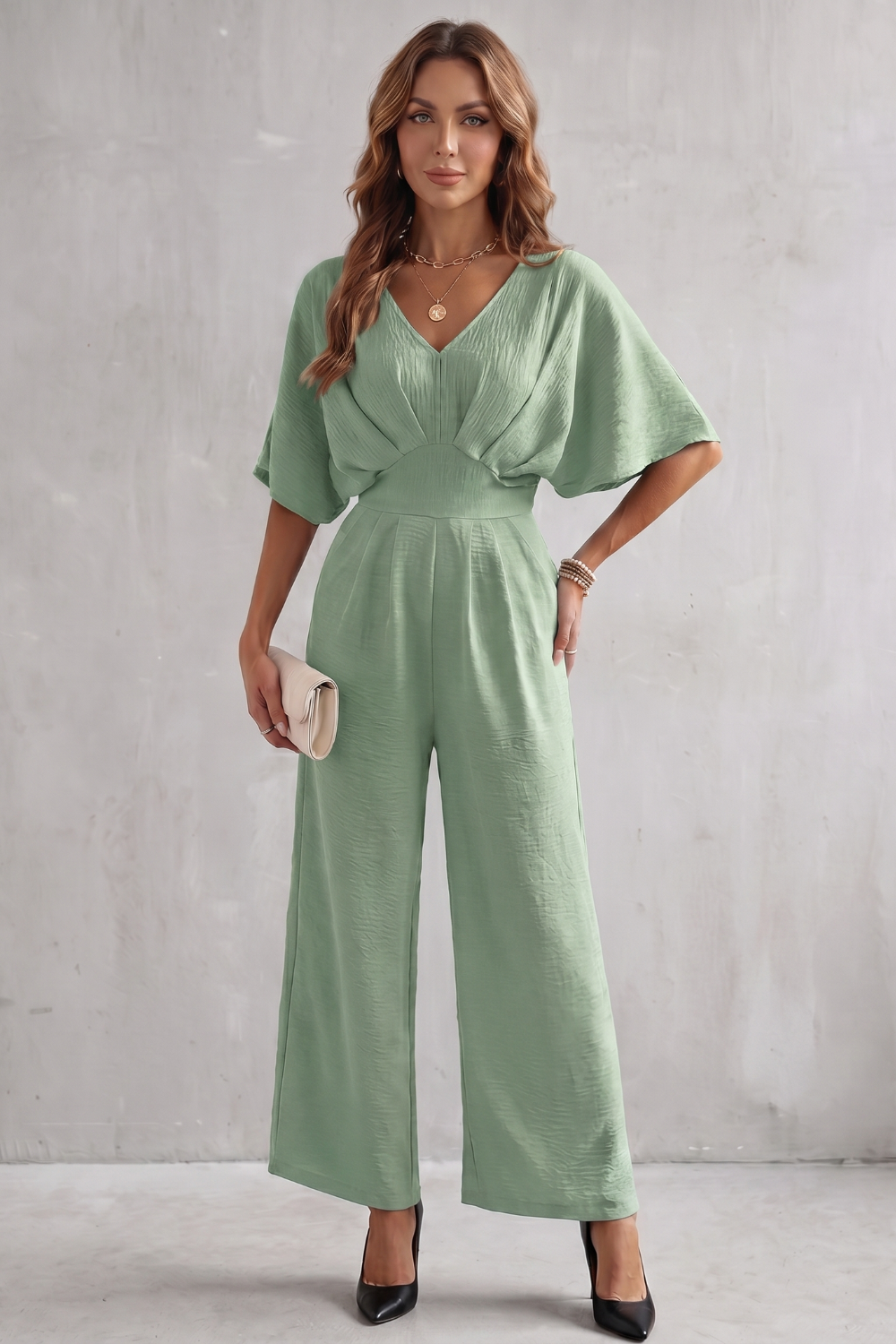 Lunévia | Batwing Wide-Leg Jumpsuit