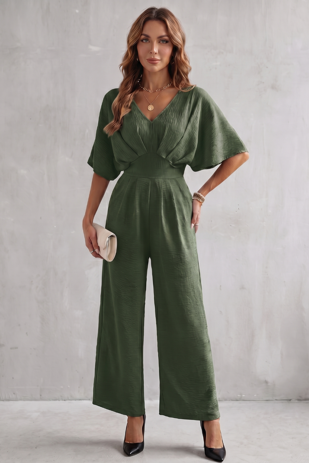 Lunévia | Batwing Wide-Leg Jumpsuit