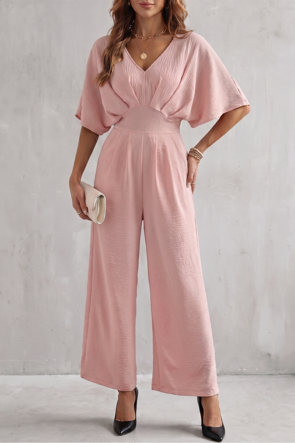 Lunévia | Batwing Wide-Leg Jumpsuit