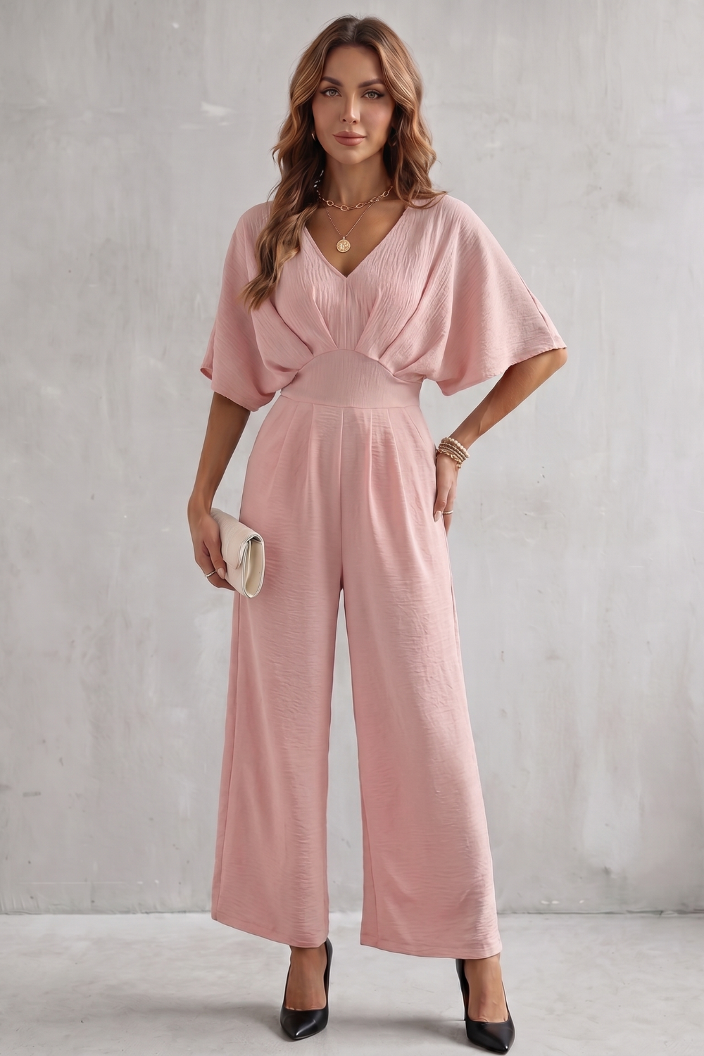 Lunévia | Batwing Wide-Leg Jumpsuit
