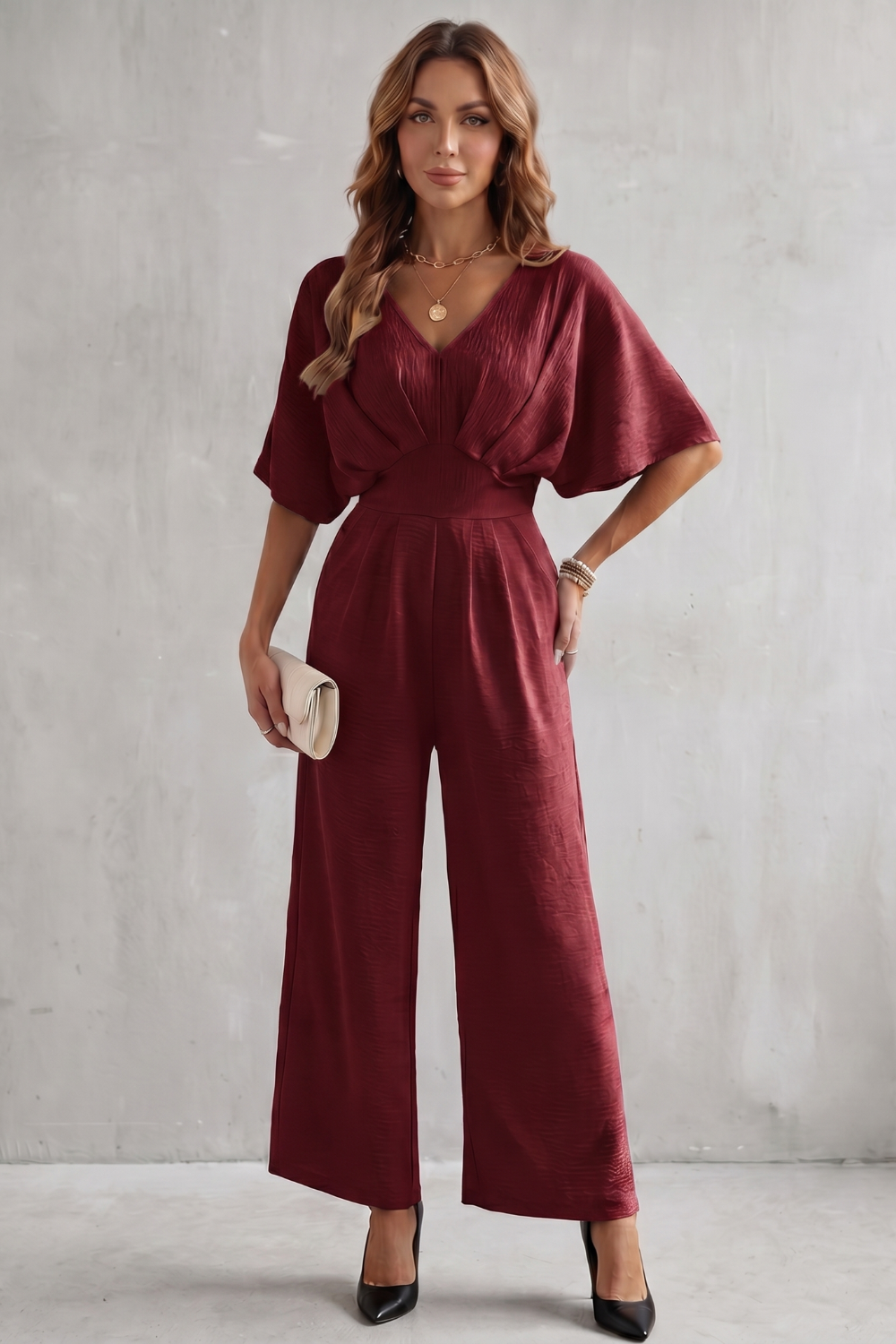 Lunévia | Batwing Wide-Leg Jumpsuit