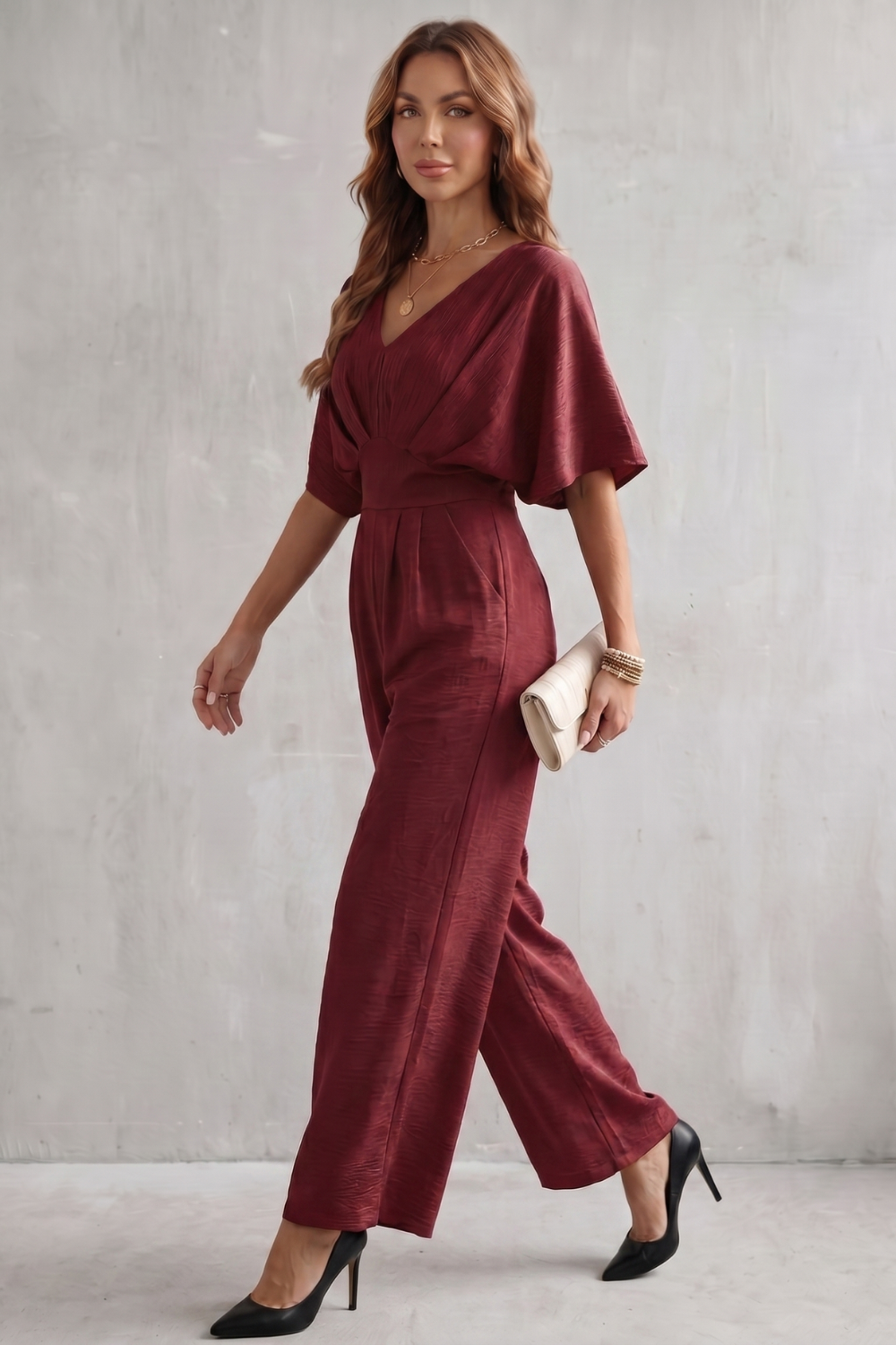 Lunévia | Batwing Wide-Leg Jumpsuit