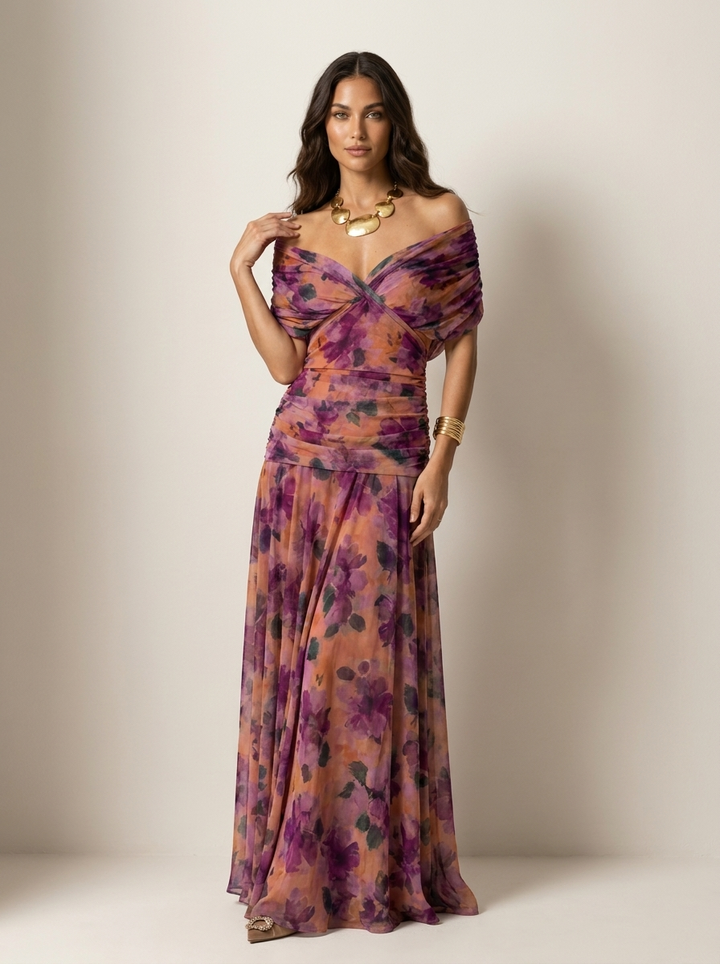 Valentina | Pleated Maxi Evening Dress
