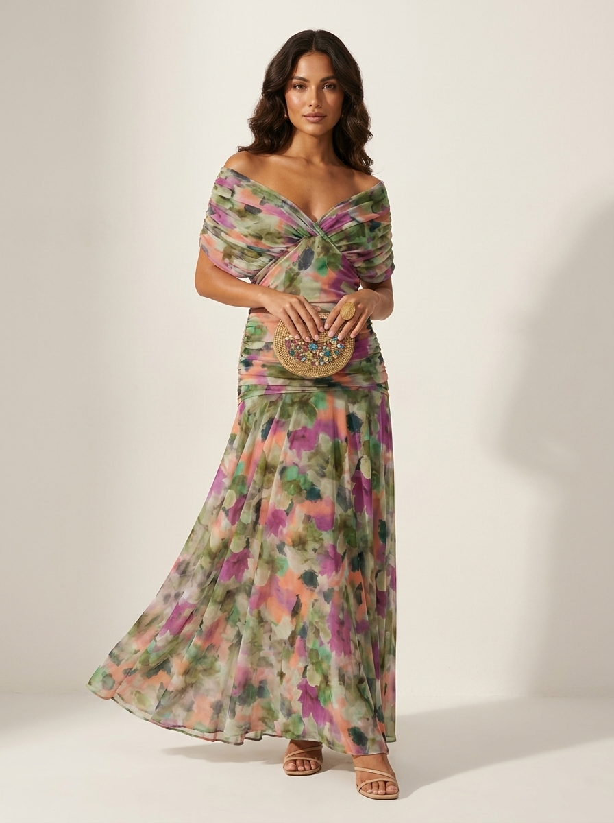 Valentina | Pleated Maxi Evening Dress