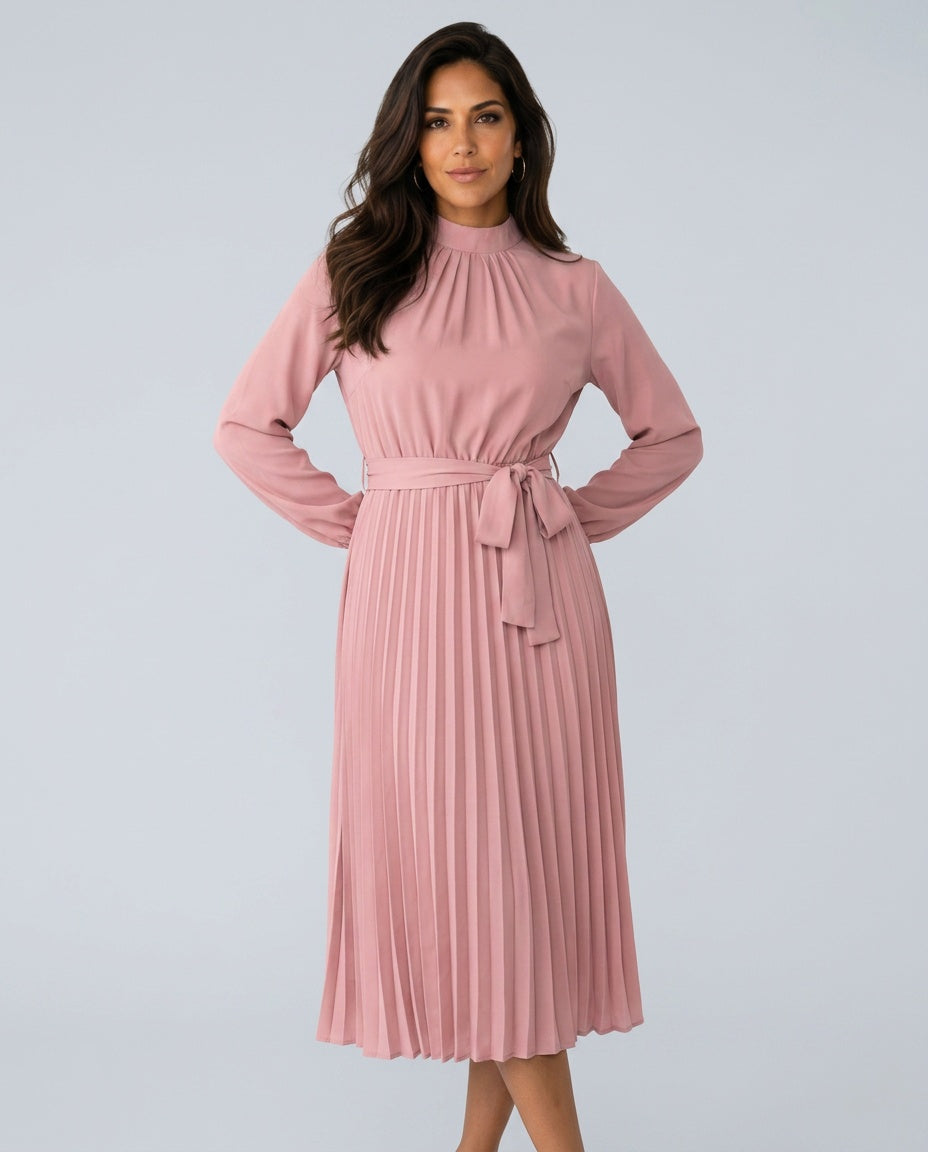 Vivienne | Pleated Midi with Belted Waist