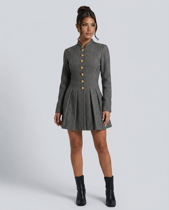 Naia | Button-Front Pleated Mini Dress