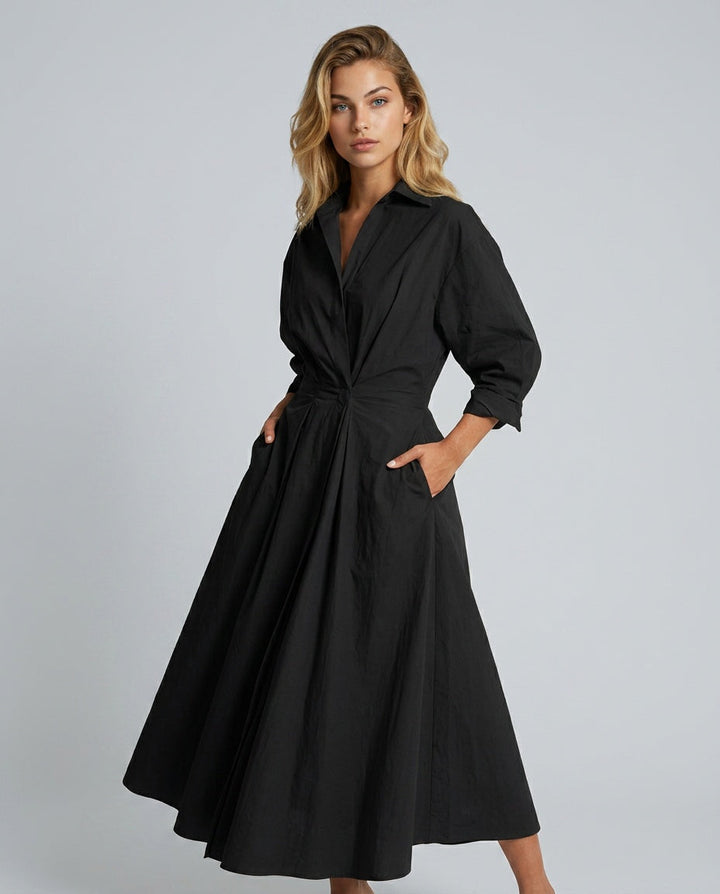 Evie | Long Blouse Dress with Tailored Waist