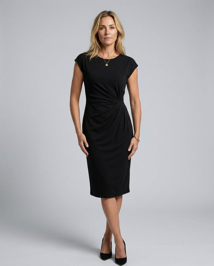 Celeste | Pleated Waist Fitted Midi Dress