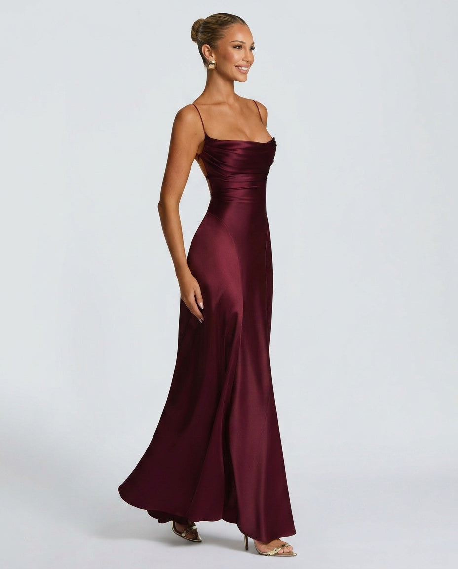 Adelina | Ruched Spaghetti Strap Maxi Dress
