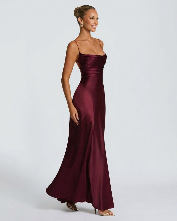 Adelina | Ruched Spaghetti Strap Maxi Dress