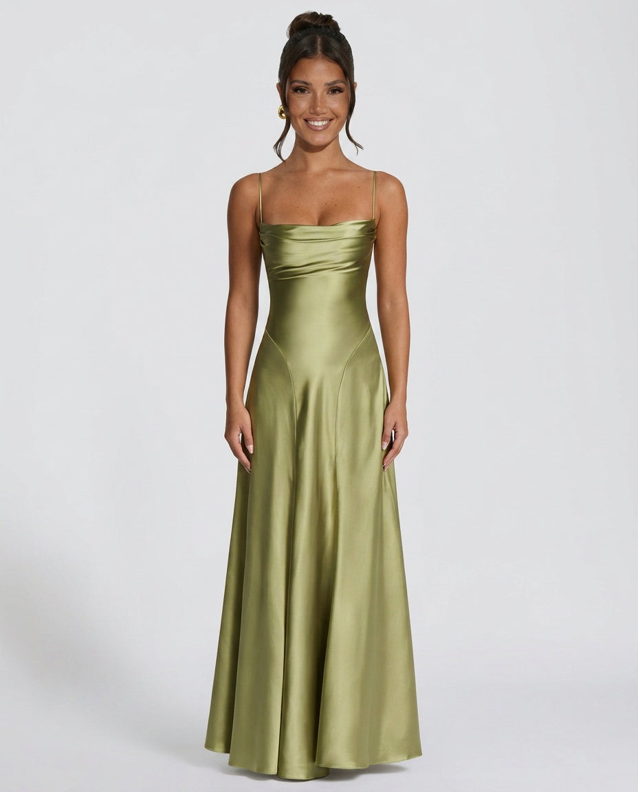 Adelina | Ruched Spaghetti Strap Maxi Dress
